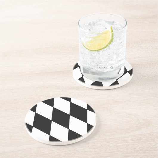 Schwarz-Weiß-Retro-Prüfmuster Getränkeuntersetzer (Seite)