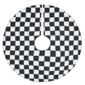 Schwarz-Weiß-Retro-Prüfmuster Polyester Weihnachtsbaumdecke (Vorderseite)