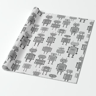 Schwarz-weiß Retro-Roboter-Geschenkpapier Geschenkpapier