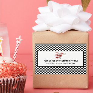 Schwarz-weiß Retro-Schachbrett Firmenpicknick Rechteckiger Aufkleber