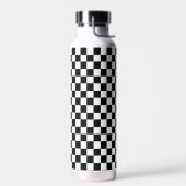 Schwarz-Weiß - Retro-Schachbrettmuster Trinkflasche (Links)