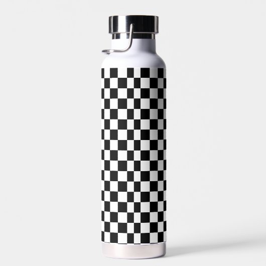 Schwarz-Weiß - Retro-Schachbrettmuster Trinkflasche (Rechts)