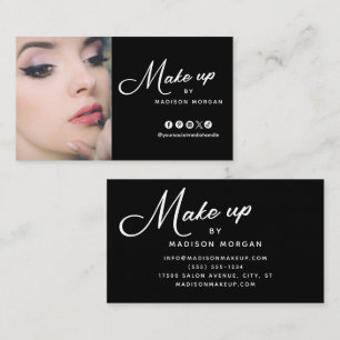 Schwarz-Weiß-Retro-Schrift-Foto-Make-up Visitenkarte