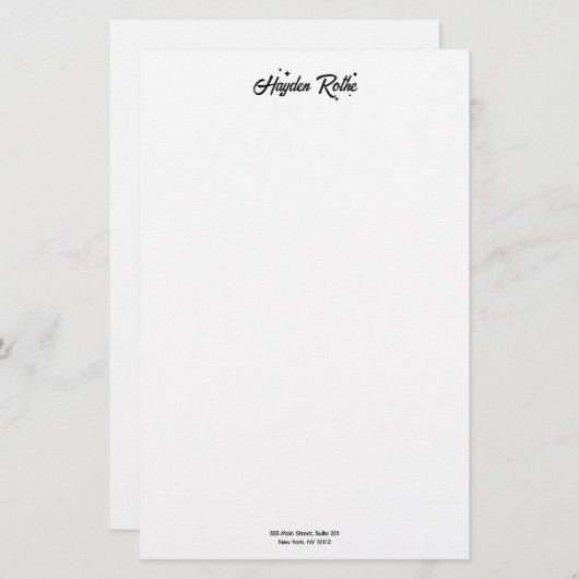 Schwarz-Weiß-Retro-Skript Briefpapier (Vorne/Hinten)