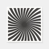 Schwarz & Weiß Retro Spiral Sunburst Serviette (Vorderseite)