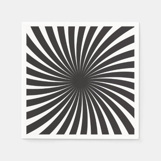 Schwarz & Weiß Retro Spiral Sunburst Serviette (Vorderseite)