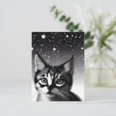 Schwarz-Weiß-Retro-Stars Kitten Postkarte (Stehend Vorderseite)