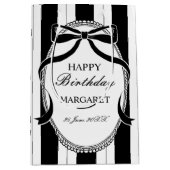 Schwarz-Weiß-Retro-Streifen beugen GeburtstagstAng Mittlere Geschenktüte (Vorderseite)