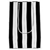 Schwarz-Weiß-Retro-Streifen beugen GeburtstagstAng Mittlere Geschenktüte (Rückseite)