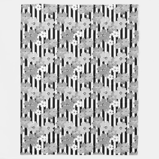 Schwarz-Weiß-Retro-Streifenmuster Fleecedecke (Vorderseite)