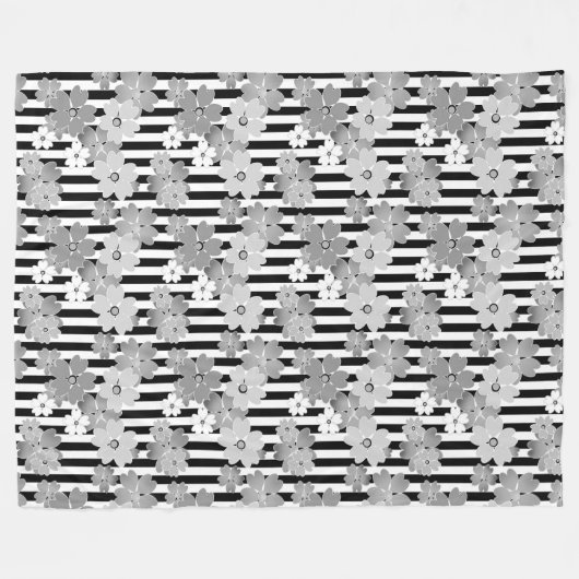 Schwarz-Weiß-Retro-Streifenmuster Fleecedecke (Vorderseite (Horizontal))
