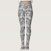 Schwarz-Weiß-Retro-Streifenmuster Leggings (Vorderseite)