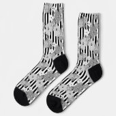 Schwarz-Weiß-Retro-Streifenmuster Socken (Linkes Detail)