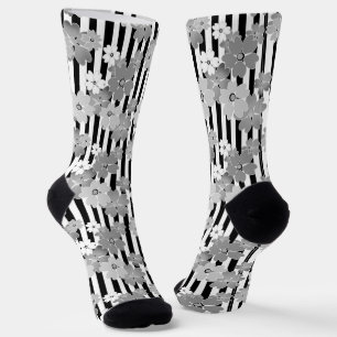 Schwarz-Weiß-Retro-Streifenmuster Socken