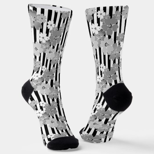 Schwarz-Weiß-Retro-Streifenmuster Socken (Gewinkelt)