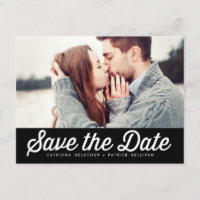 Schwarz-Weiß-Retro-Typografie Save the Date Foto