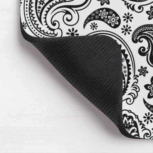 Schwarz/Weiß Retro Verziert Paisley Design Mousepad (Ecke)