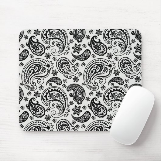 Schwarz/Weiß Retro Verziert Paisley Design Mousepad (Mit Mouse)