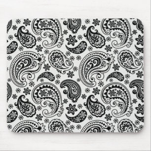 Schwarz-Weiß Retro verziertes Paisley-Muster-Desig Mousepad