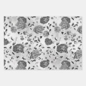 Schwarz-Weiß-Reverse Dahlias Blütenpflanze  Geschenkpapier Set (Vorderseite 3)