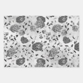 Schwarz-Weiß-Reverse Dahlias Blütenpflanze  Geschenkpapier Set (Vorderseite)