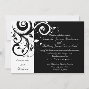 Schwarz + Weiß Reverse Swirt Hochzeitseinladungen Einladung