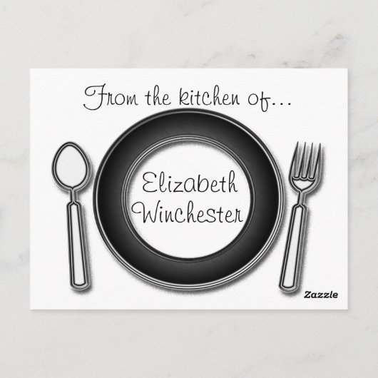 Schwarz-Weiß-Rezeptkarte Postkarte (Rückseite)