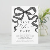 Schwarz-Weiß-Ribbon mit Aquarellfarbe Save The Date (Stehend Vorderseite)