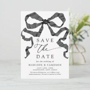 Schwarz-Weiß-Ribbon mit Aquarellfarbe Save The Date