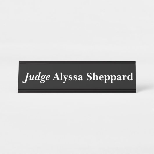 Schwarz-Weiß-Richter Schreibtischnamensplakette (Vorderseite )