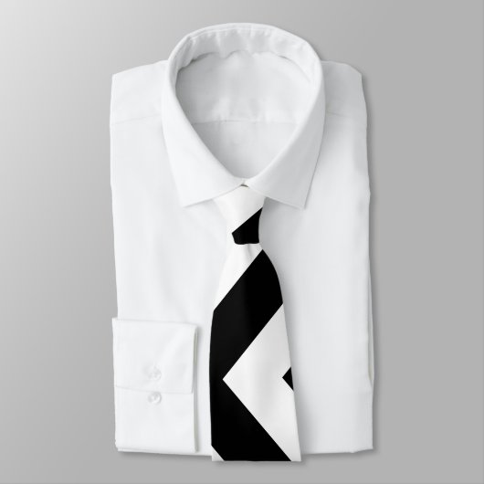 Schwarz-Weiß-Riesen-Vertikal-Zickzack Neckbinse Krawatte (Gebunden)