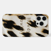 Schwarz Weiß Rindleder iPhone Hülle (Rückseite (Horizontal))