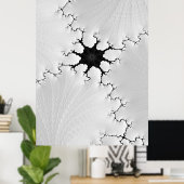 Schwarz-Weiß-Risse-Fraktal Abstrakt Poster (Heimbüro)