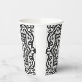 Schwarz-Weiß-Risse-Keramik Stil Azulejo Pappbecher (Links)