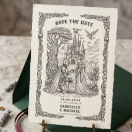 Schwarz Weiß Ritter Braut Schloss Gotische Hochzei Save The Date