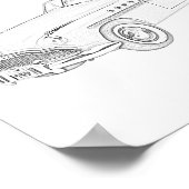 Schwarz-Weiß-Roadmaster 1949 Zeichnend Poster (Ecke)