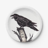 Schwarz-Weiß-Rochen-Gothic-Bird-Monogramm Pappteller (Vorderseite)