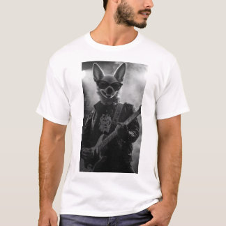 Schwarz-weiß Rockstar Chihuahua weißes T-Shirt