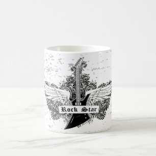 Schwarz-weiß Rockstar-Elektrogitarre Flügel Tasse