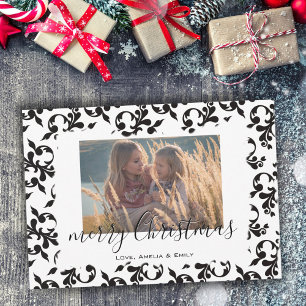 Schwarz Weiß Rokoko Frohe Weihnachten Schrift Foto
