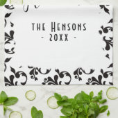 Schwarz-Weiß-Rokoko-Happy-Holidays-Skript Geschirrtuch (Gefaltet)