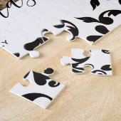 Schwarz-weiß Rokoko Merry Christmas Script Foto Puzzle (Seite)