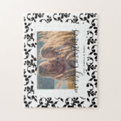 Schwarz-weiß Rokoko Merry Christmas Script Foto Puzzle (Vertikal)