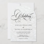 Schwarz-Weiß-Romantik auf einer Hochzeit Einladung (Vorderseite)