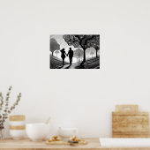 Schwarz-Weiß-Romantik: Gemusterte Embrace Poster (Küche)