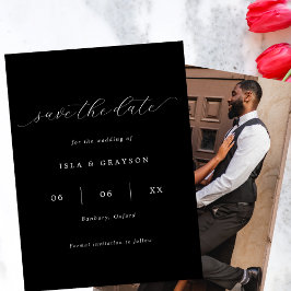 Schwarz-Weiß-Romantisches Script-Foto Hochzeit Save The Date