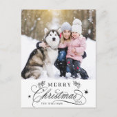 Schwarz & Weiß Romantisches Weihnachtsfest Foto Postkarte (Vorderseite)