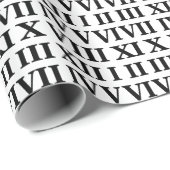 Schwarz-weiß römische Ziffern Geschenkpapier (Rolleneckpunkt)