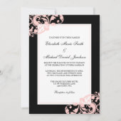 Schwarz-Weiß-Rosa Blühend Wirbel Hochzeit Einladung (Vorderseite)