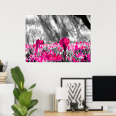 Schwarz-weiß-Rosa-Blume Monochrome Poster (Heimbüro)